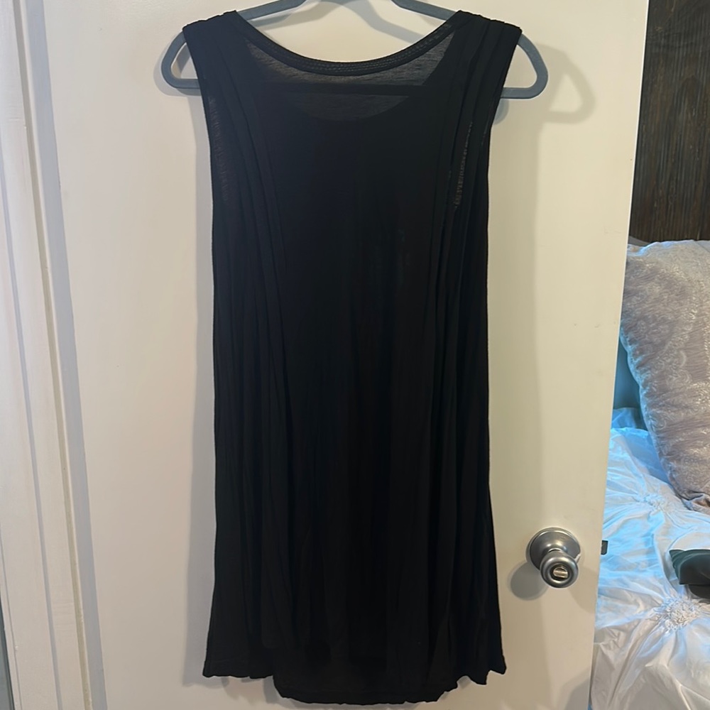 Very J black T-shirt Dress with Fringe open back